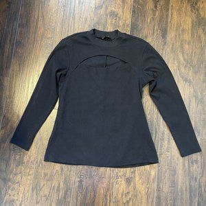 NEW Vero Moda Women's Cut-Out Long Sleeve Top Blouse Black Ribbed Size 1X NWT